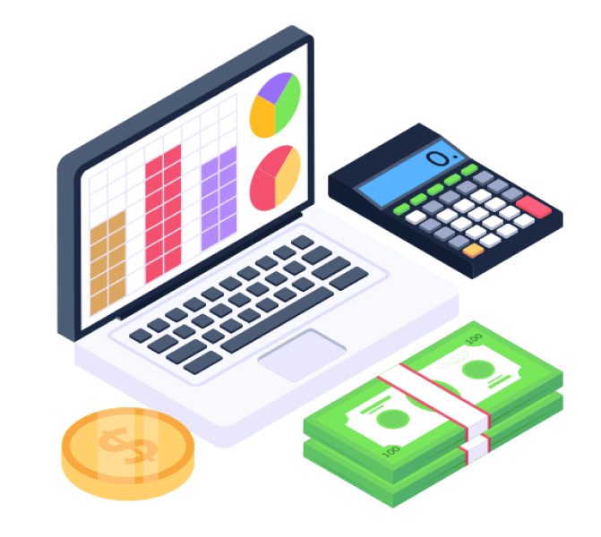 money statistics laptop graph icon